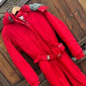 Y2K Ski Suit Snowsuit Vintage 80s/90s Killy Snowsuit Red Sz US 10 Faux Fur I